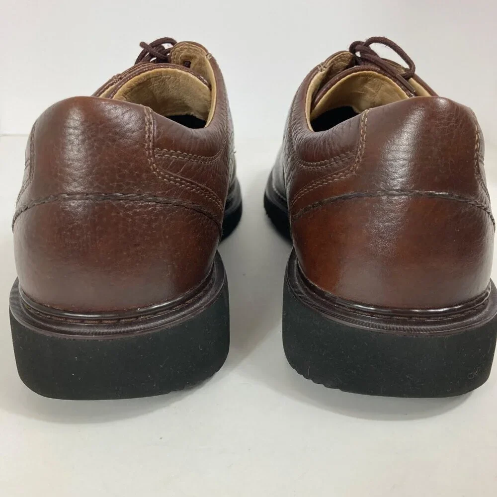 Mens Clarks Pebbled Leather Oxford Lace Brown‎ Dress Shoes 12M